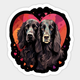 Field Spaniel Couple Valentine Sticker